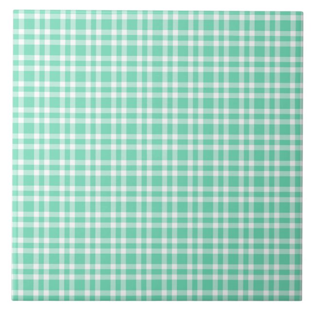 Aquamarine White Plaid Pattern Tile (Front)
