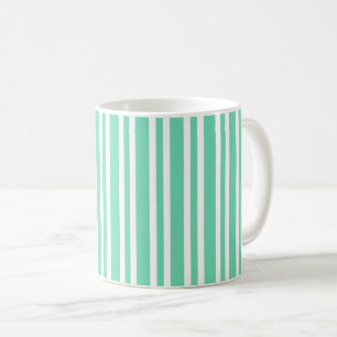 Aquamarine White Stripes Pattern Coffee Mug