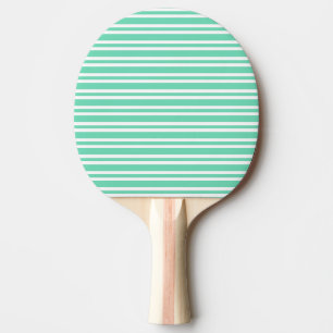 Aquamarine White Stripes Pattern Ping Pong Paddle