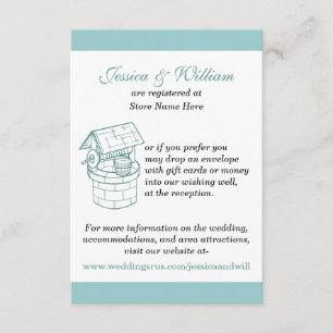 Aquamarine & White Wedding Wishing Well Card