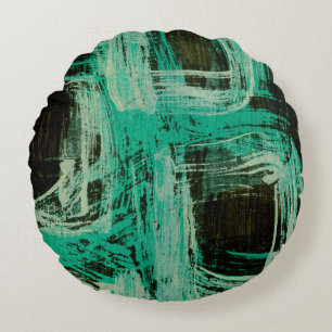 Aquamarine Windows I Round Cushion