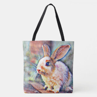 aquarell bunny tote bag