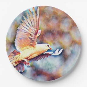 aquarell dove paper plate