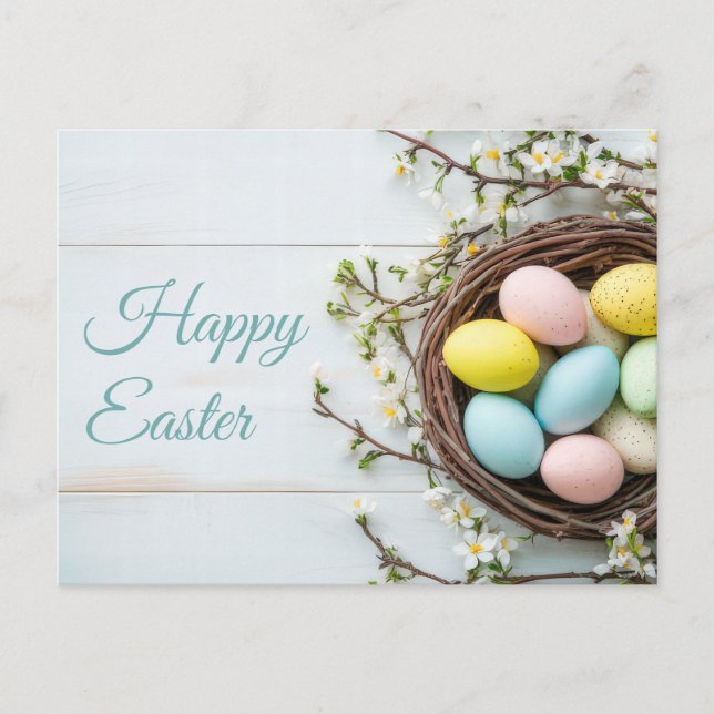 Aquarell Easter postcard in the nest (Front)