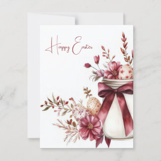 Aquarell Easter postcard with Easter eggs and flow