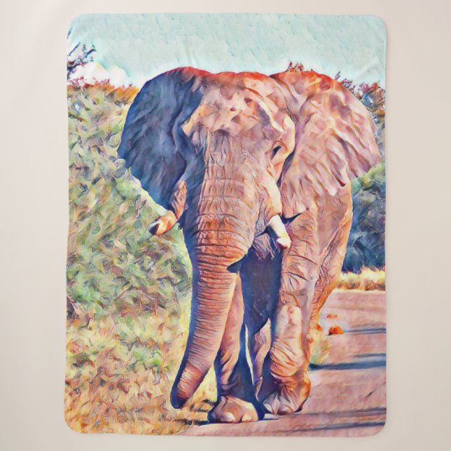 aquarell elephant sherpa blanket (Front)
