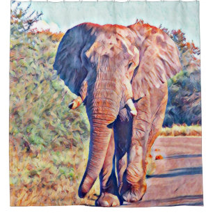 aquarell elephant shower curtain