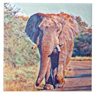 aquarell elephant tile