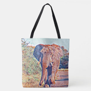 aquarell elephant tote bag