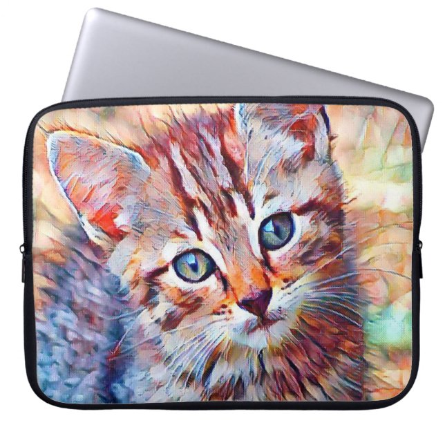 aquarell kitten laptop sleeve (Front)