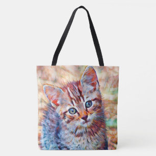 aquarell kitten tote bag