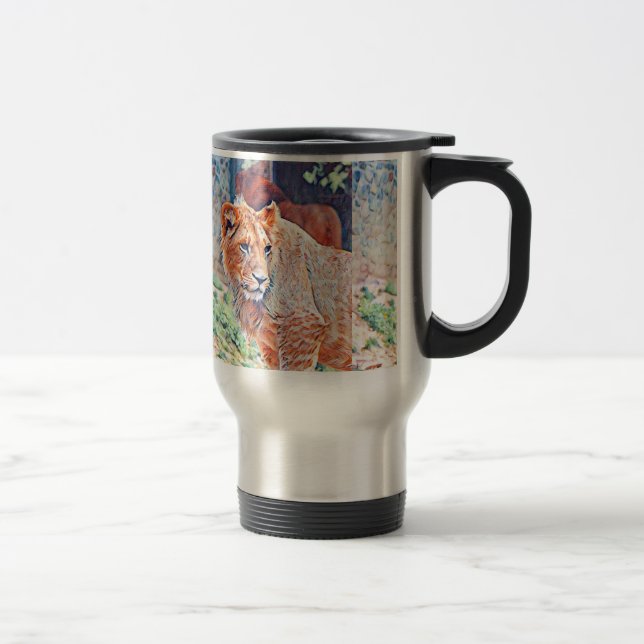 aquarell lion travel mug (Right)