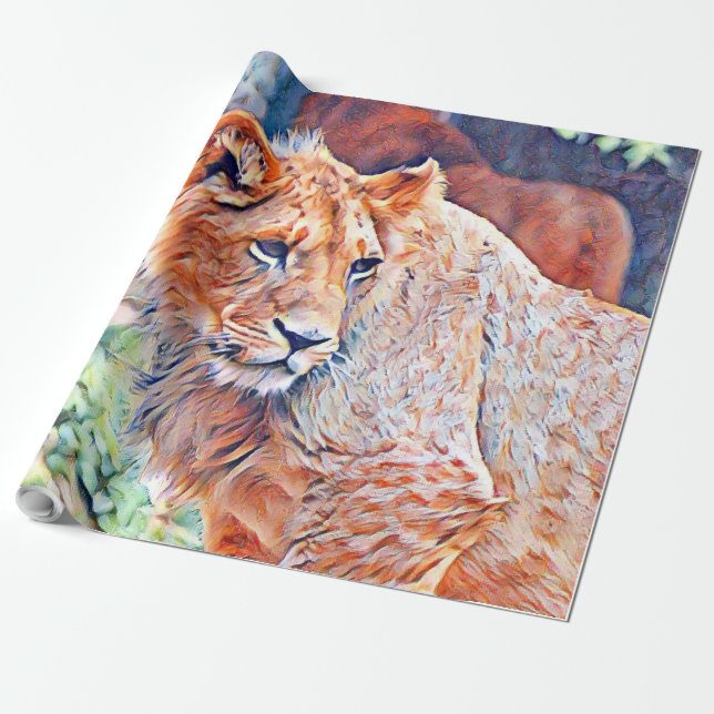 aquarell lion wrapping paper (Unrolled)