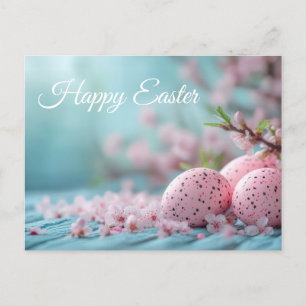Aquarell Oster Postkarte mit Ostereiern und Blüten Postcard