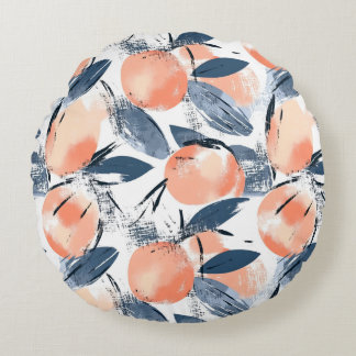 Aquarell Pfirsich Pattern Design Dekokissen Round Cushion