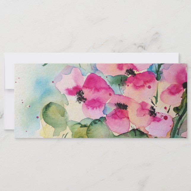 Aquarell rosa Blumen in der Vase Invitation (Front)
