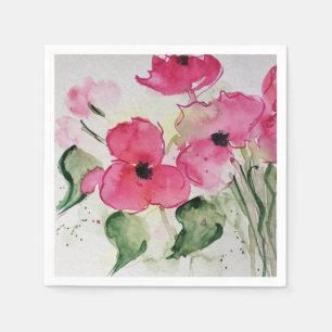 Aquarell rosa Blumen Napkin