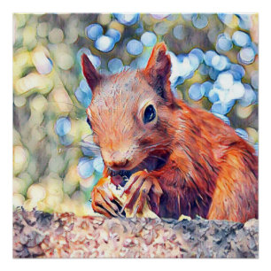 aquarell squirrel poster