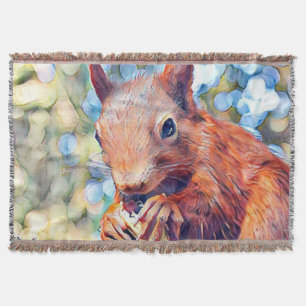 aquarell squirrel throw blanket
