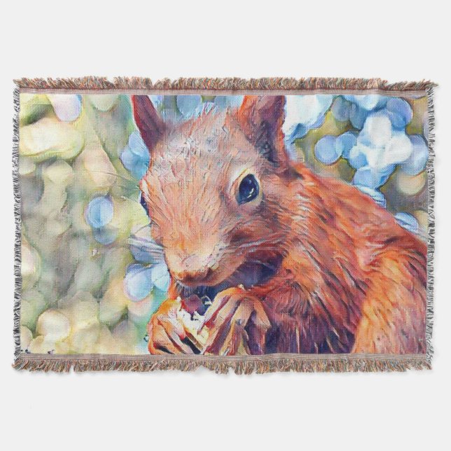 aquarell squirrel throw blanket (Front)