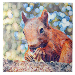 aquarell squirrel tile