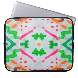 Aquarelle Boho Decor. Boho Blue Pillow. Aquarelle Laptop Sleeve