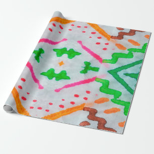 Aquarelle Boho Decor. Boho Blue Pillow. Aquarelle Wrapping Paper