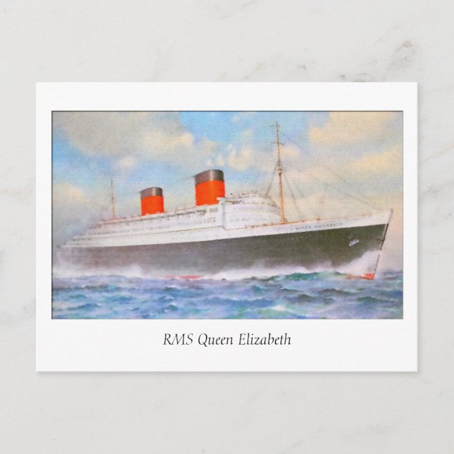 Aquarelle RMS Queen Elizabeth Postcard (Front)