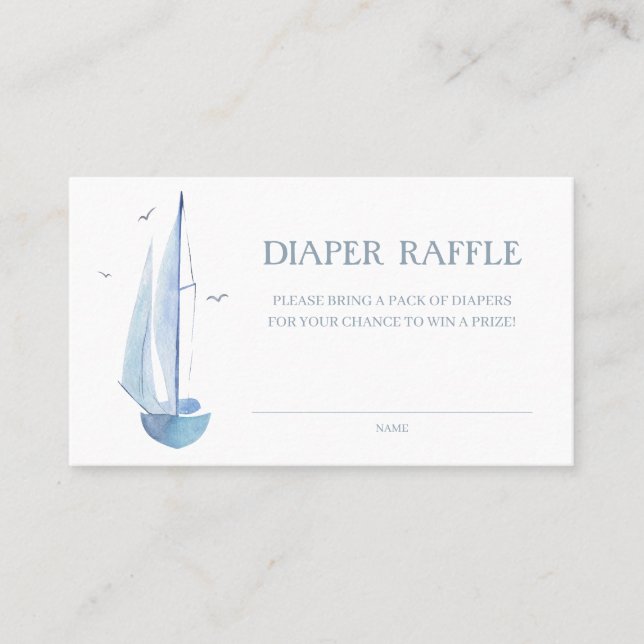  Aquarelle Sailboat Baby Shower Ahoy Boy's Diaper Business Card (Front)