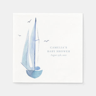 Aquarelle Sailboat Baby Shower Ahoy Boy's  Napkin