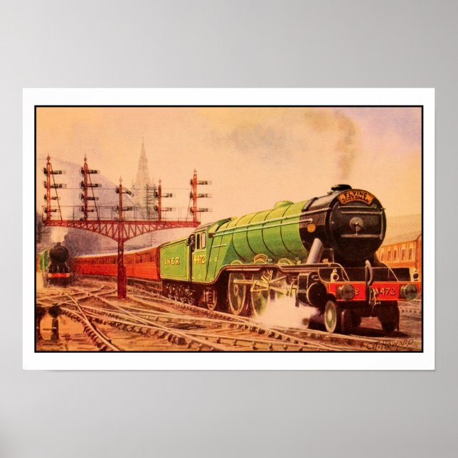Aquarelle vintage locomotive Flying Scotsman Poster (Front)