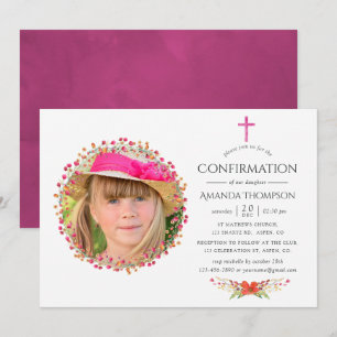 Aquarelle Wildflower Confirmation Invitation