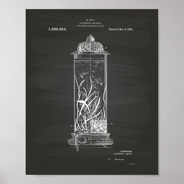 Aquarium 1920 Patent Art Chalkboard Poster (Front)