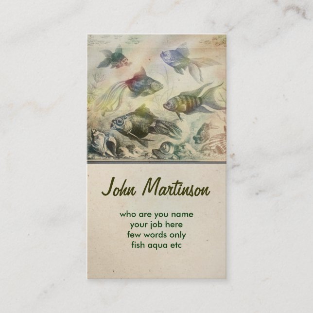 aquarium aqua fishes nice business card (Front)