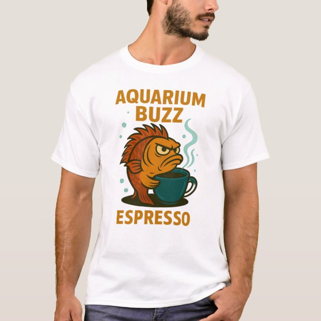 Aquarium Buzz Espresso Angry Fish T-Shirt (Front)