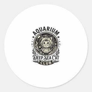 Aquarium Deep Sea Cat Funny Cat Graphic - Aquarium Classic Round Sticker
