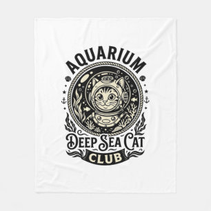 Aquarium Deep Sea Cat Funny Cat Graphic - Aquarium Fleece Blanket