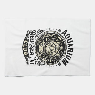 Aquarium Deep Sea Cat Funny Cat Graphic - Aquarium Tea Towel