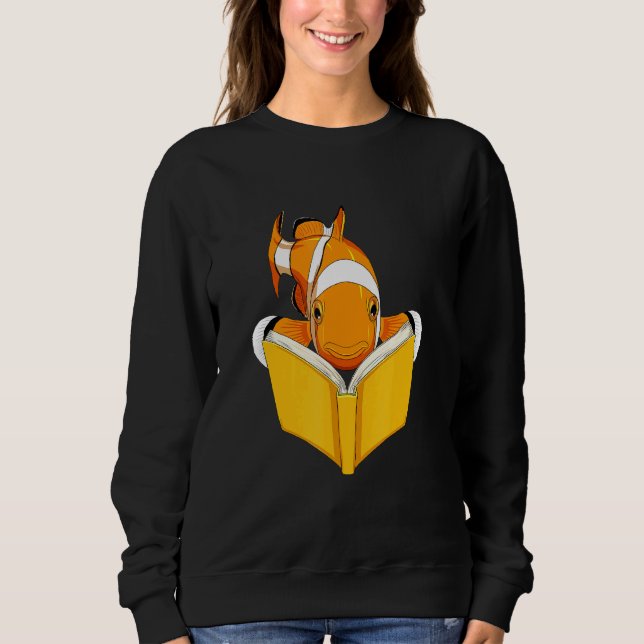 Aquarium Fish Clownfish Read Book Sweatshirt (Front)
