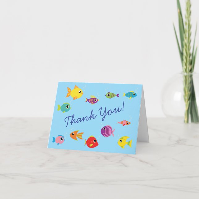 Aquarium Fish Cute Kid Thank You Stationary Cards (Front)