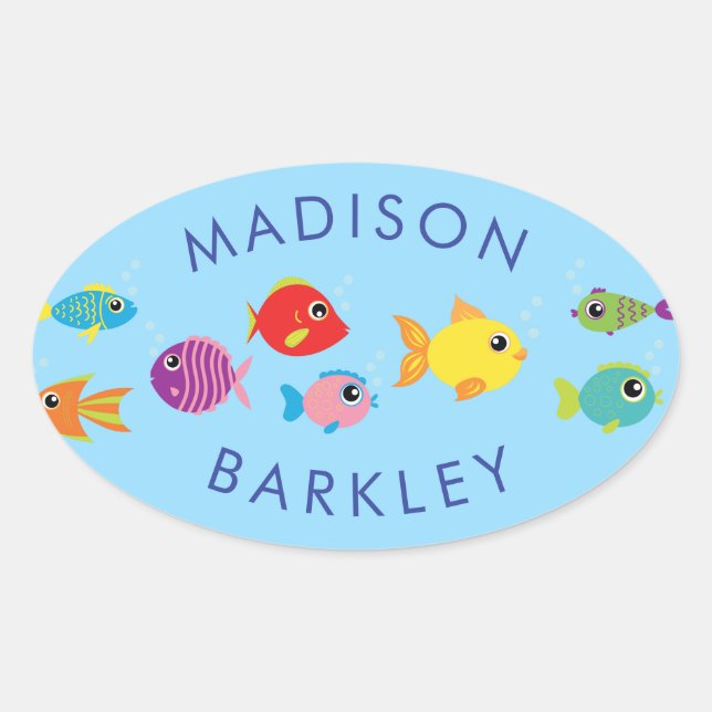 Aquarium Fish Cute Kid's Envelope Seal Stickers (Front)