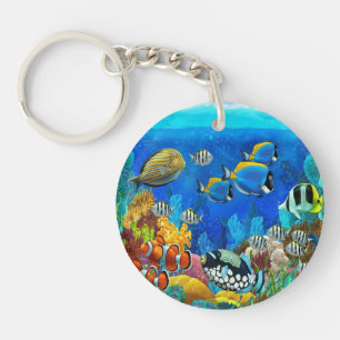 Aquarium keychian key ring