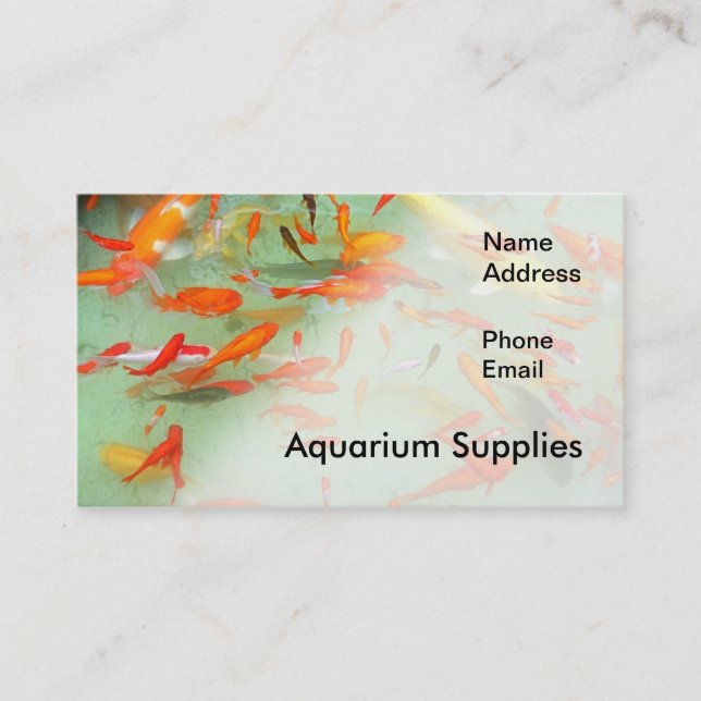 Aquarium or Water Garden with Goldfish Business Card (Front)
