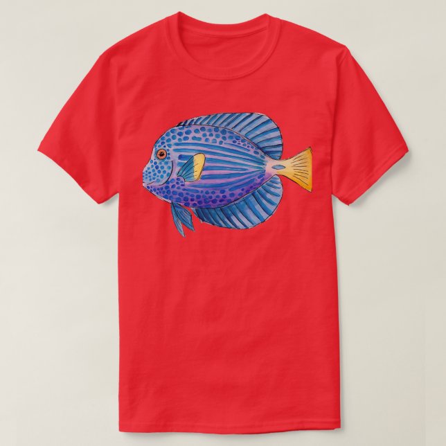 Aquarium Purple Tang Fish in Watercolor T-Shirt (Design Front)