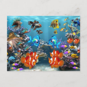 Aquarium Sealife Style Postcard