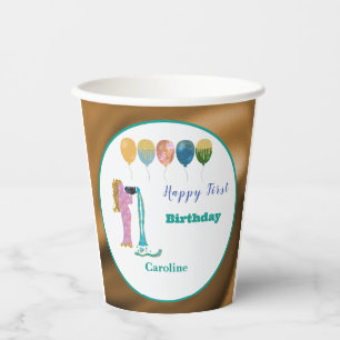 Aquarius 1st Birthday Gold Foil Elegant Zodiac Paper Cups