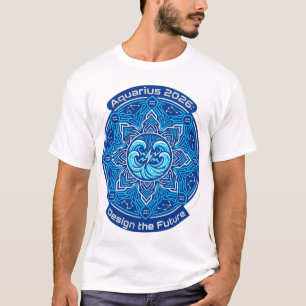 Aquarius 2026 Zodiac Mandala   Futuristic Astrolog T-Shirt