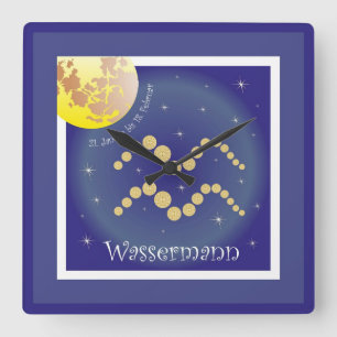 Aquarius 21 January to 18 February Square Wall Clock