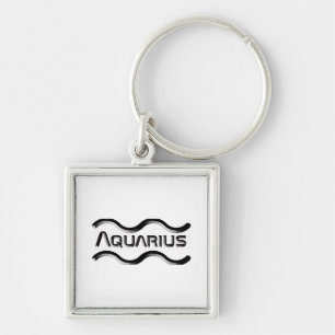 AQUARIUS, Abstract Design of the Zodiac Sign, Key Ring