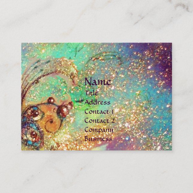 AQUARIUS ,aqua blue,green,yellow gold sparkles Business Card (Front)